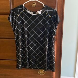 Liz Claiborne short sleeve black blouse size medium